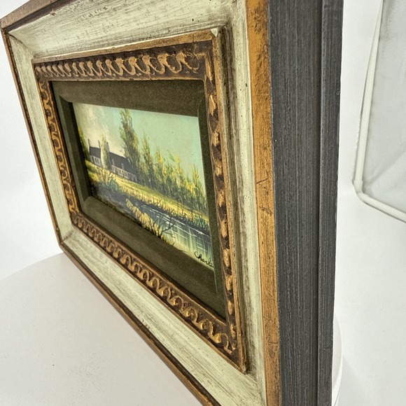 Vintage Framed Painting on Board-Rural European Landscape Scene-Signed - Picture 4 of 9